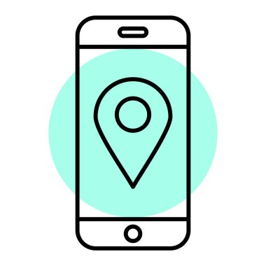 GPS konum simgesi. harita vektör illüstrasyonlu akıllı telefon hatları.