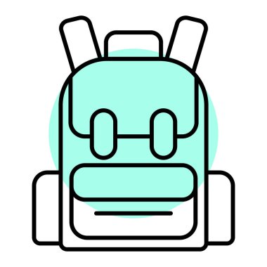 Sırt çantası simgesi. Web için kamp çantası vektör simgelerinin özet çizimi