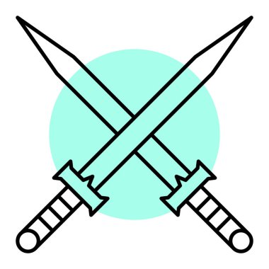 Kılıç simgesi. Web için ortaçağ kılıç vektör simgelerinin basit illüstrasyonu