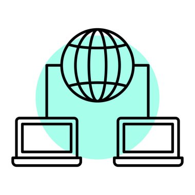 bulut hesaplama vektör çizimi dizaynlı dizüstü bilgisayar