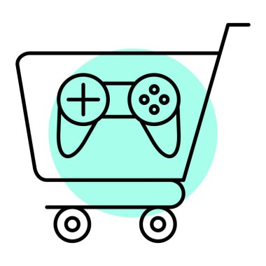 Oyun kolu ve konsol vektör illüstrasyon grafik tasarımlı alışveriş arabası