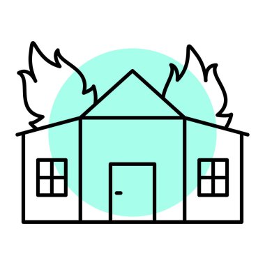 ateş ve duman vektör illüstrasyon tasarımı olan ev