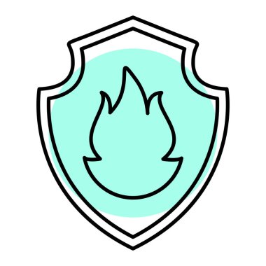 Alev simgesi vektör illüstrasyon tasarımlı kalkan