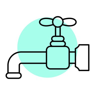 Musluk ikonu. Web için boru kapakçığı vektör simgelerinin özet çizimi