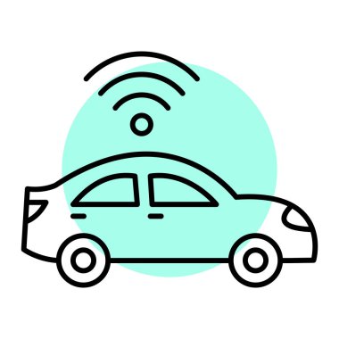 Araba servisi ikonu. akıllı taksi aracı vektörü ve hafif düz çizgi pictogram.