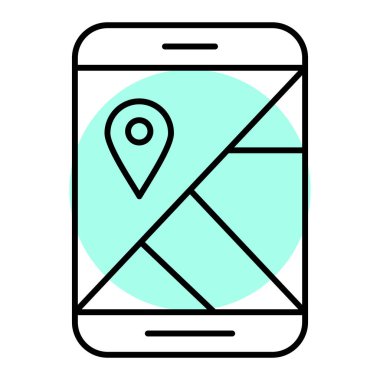 GPS navigasyon vektör çizimine sahip cep telefonu