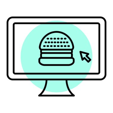 fast food çevrimiçi simgesi, vektör illüstrasyonu