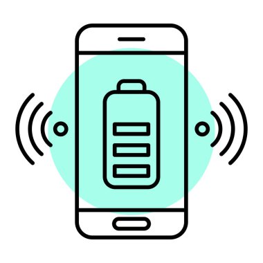 Batarya ikonlu akıllı telefon. vektör illüstrasyonu
