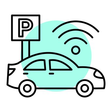 araba parkı ve wifi sinyal vektör çizimi tasarımı