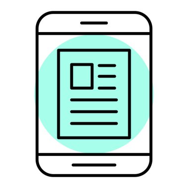 Beyaz arkaplanda izole edilmiş belge simgesine sahip akıllı telefon