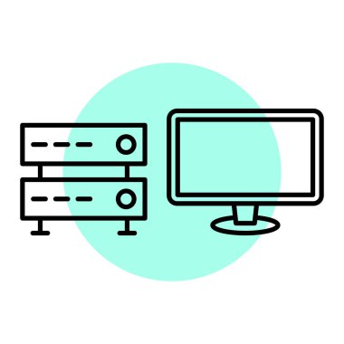 ekran ve sunucu vektör illüstrasyon tasarımlı bilgisayar monitörü