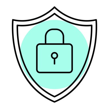 Güvenlik kalkanı işareti. Güvenli vektör illüstrasyonu