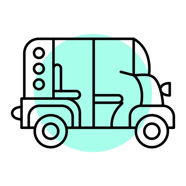 Camión Con Icono Coche Contorno Entrega Van Vector Símbolo Ilustración — Vector de stock