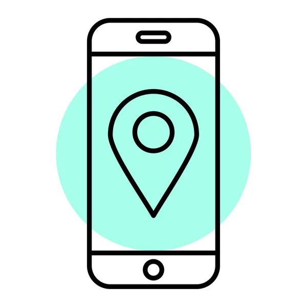Gps Location Icon Outline Smartphone Map Vector Illustration — Stock Vector