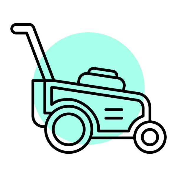 Tractor Vector Icono Esquema Jardinero Cortacésped Signo Ilustración Símbolo Contorno — Vector de stock