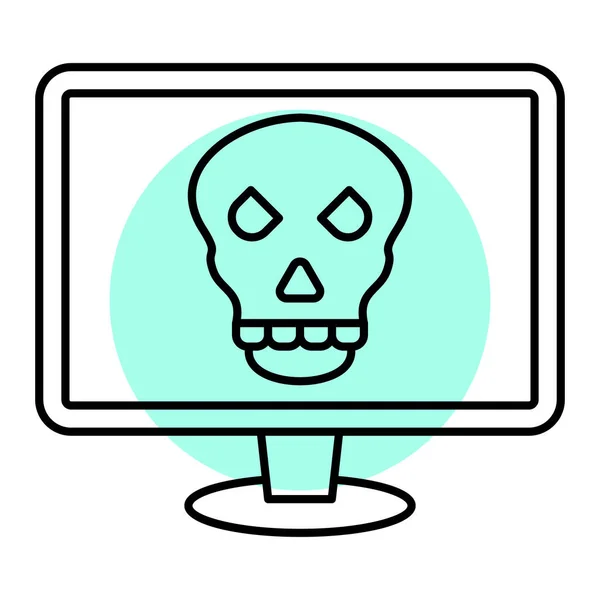 Computermonitor Mit Totenkopf Vektor Illustration Design — Stockvektor