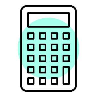 Hesap makinesi ve nakit para, simge vektör çizimi tasarımı