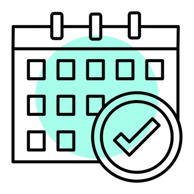 Takvim simgesi. taslak tarih vektör illüstrasyon piktogramı. beyaz arkaplanda izole.