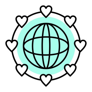 kalp ve aşk vektör çizimi tasarımı