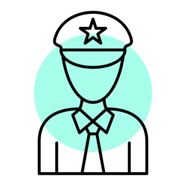 Beyaz arka planda izole edilmiş polis ikonu. ordu sembolü illüstrasyon