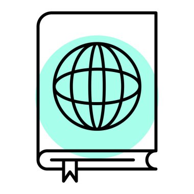 Küresel ikon vektör illüstrasyon tasarımı içeren çalışma kitabı