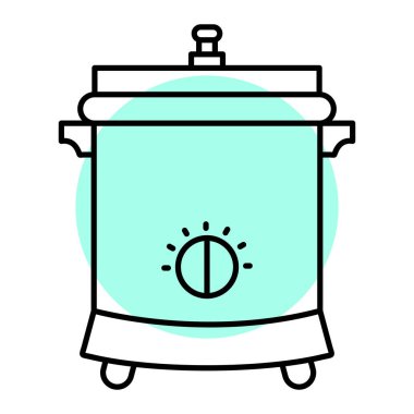 Mutfak gereçleri simgesi beyaz arkaplan, satır ve dolgu biçimi, vektör illüstrasyonu