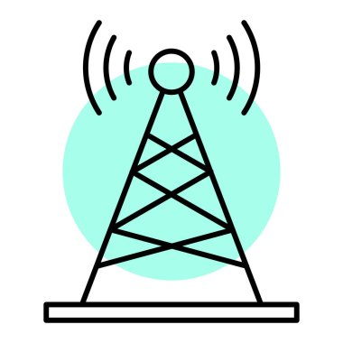 Anten kulesi simgesi. Web için uydu anten vektör simgelerinin düz çizimi