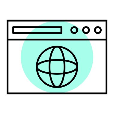 Dünya ikon vektör illüstrasyon tasarımı içeren tarayıcı penceresi