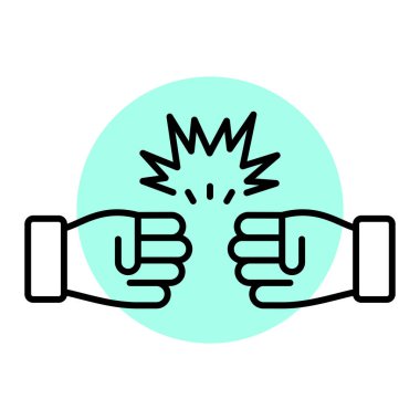 Boks ikonu. ana hatlı eller vektör çizimi.