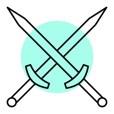 Kılıç simgesi. Web için ortaçağ kılıç vektör simgelerinin basit illüstrasyonu