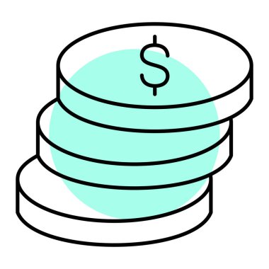 Dolar sikkeleri simgesi. Web için para sikke vektör simgelerinin basit illüstrasyonu