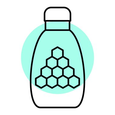 Bal kavanozu ikonu. Web için bal peteği vektörü sembolünün özet çizimi