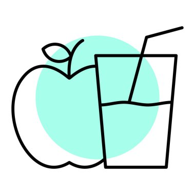 elma ve meyve suyu ikonu vektör çizimi tasarımı