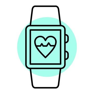 Kalp atış hızı vektör illüstrasyonlu akıllı twatch