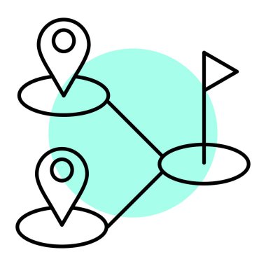 GPS konum simgesi. Çizgi haritası navigasyon vektör çizimi.