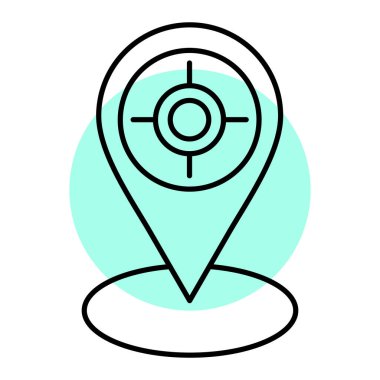 GPS konum simgesi. Çizgi harita işaretleyici vektör resimleme çizelgesi. İzole edilmiş bir arka plan. navigasyon sembolü.