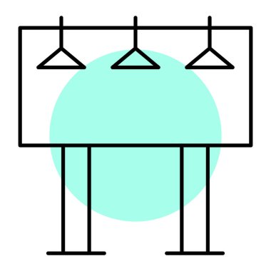 Asılı tahta simgesi. Web tasarımı için ahşap vektör işaretinin özet çizimi