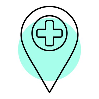 Hastane pin simgesi vektör illüstrasyonu