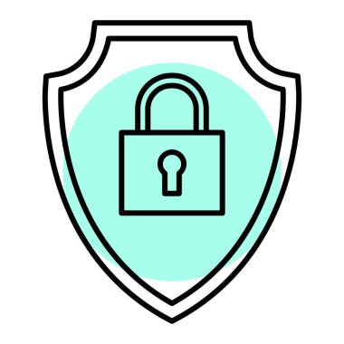 asma kilit ikon vektör illüstrasyon tasarımı ile kalkan