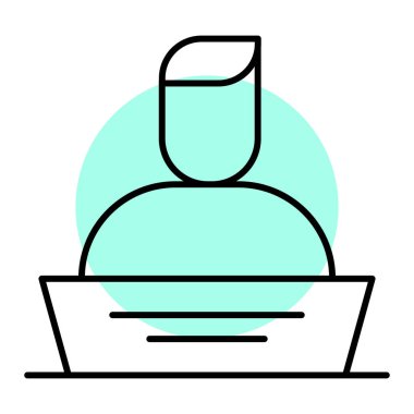 Dizüstü bilgisayarı olan birinin vektör çizimi