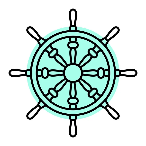 Geminin direksiyon simgesi. Web için deniz dümeni vektör simgelerinin özet çizimi