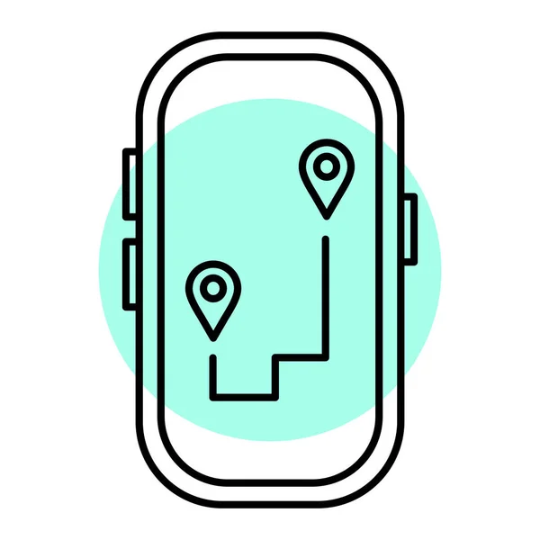 Gps Location Map Icon Outline Smartphone Navigation Symbol Vector Illustration — Stock Vector