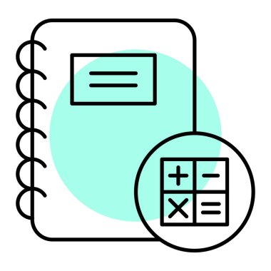 Kalem ikonlu defter. Web için kitap vektör simgelerinin özet çizimi