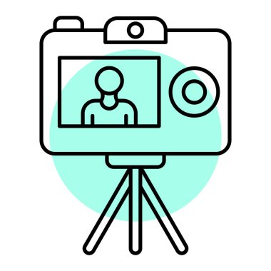 Video kamera ikon vektörü. İnce çizgi işareti. izole edilmiş sınır sembolü çizimi