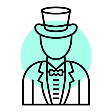 Şapka ikonlu adam. Web için şerif vektör simgelerinin özet çizimi