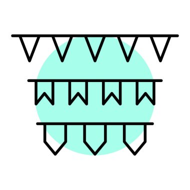 Bayraklı çelenkler, kutlama ve mutlu yeni yıl dekorasyon vektörü çizimleri