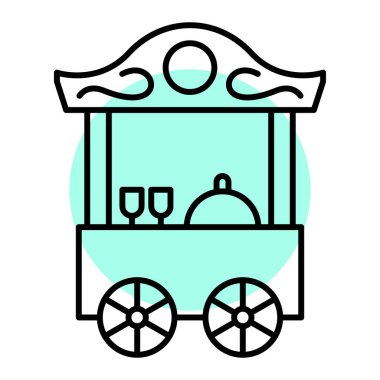 yemek ve içecek vektör illüstrasyon tasarımı ile piknik arabası