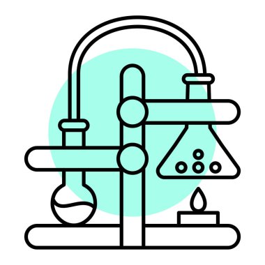 Kimyasal laboratuvar ikonu. Beyaz arkaplanda izole edilmiş web tasarımı için mikroskop vektör sembolü