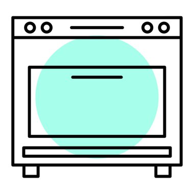 Fırın ikonu. Web için çamaşır makinesi vektör simgelerinin özet çizimi
