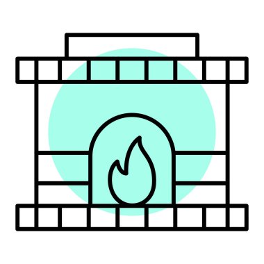 Şömine. Web simgesi basit illüstrasyon